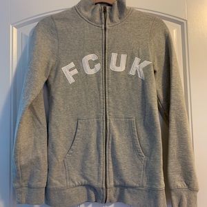 FCUK Logo zip up - Heather grey
